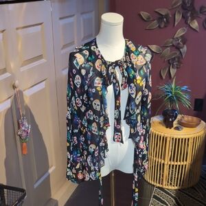 Ottod'Ame Two-way Tie Front Shirt Ruffle Top Luchador masks